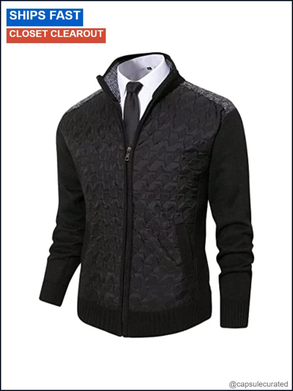 Men's Full Zip Cardigan Sweater Thick Knitted Fleece Lined Casual